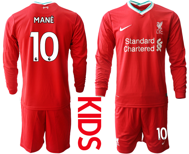 2021 Liverpool home long sleeves Youth #10 soccer jerseys->youth soccer jersey->Youth Jersey